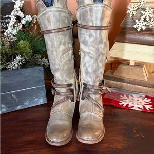 Freebird by Steven Gia- Gray Leather Heeled Boots